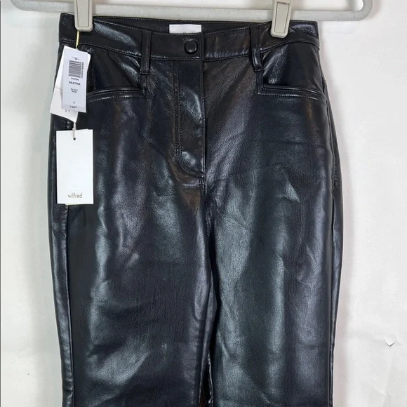 NWT Wilfred Beatrix Faux Leather Pant High Rise Flare Black 0 - Picture 3 of 13